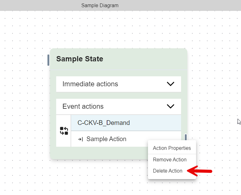 Deleting an Action in a State