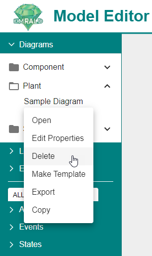 Delete Diagram Step 1