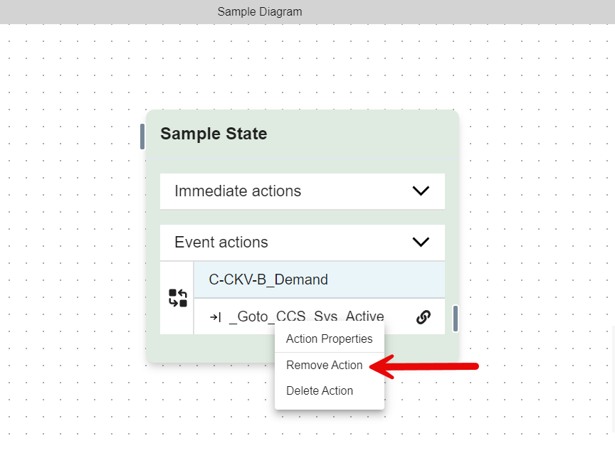 Removing an Action in a State