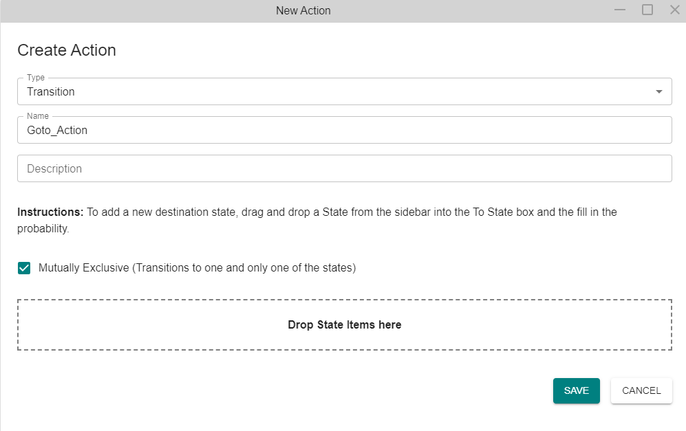 Transition Action Options